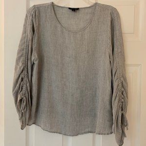 Topshop Gray Drawstring Sleeve Top Womens Sz6